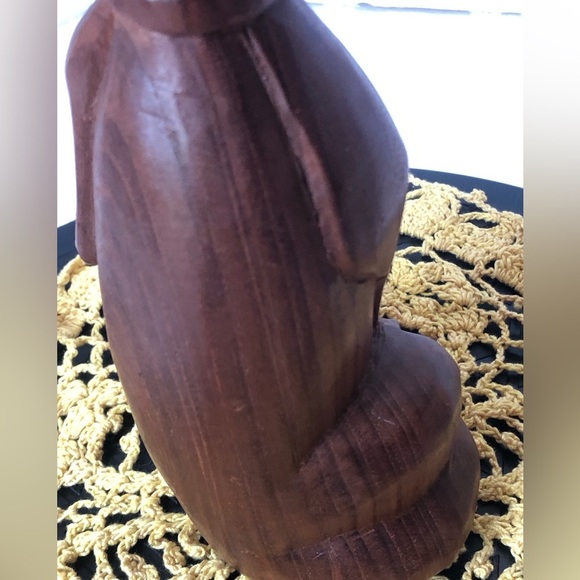 VTG Hand Carved Wooden Cat Statue Figurine Accent Piece - Picture 12 of 13